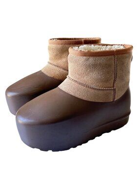 UGG Classic Mini Pumped Molded Boots W10 M9 EU 42 Suede Platform Chunky Mid-Calf